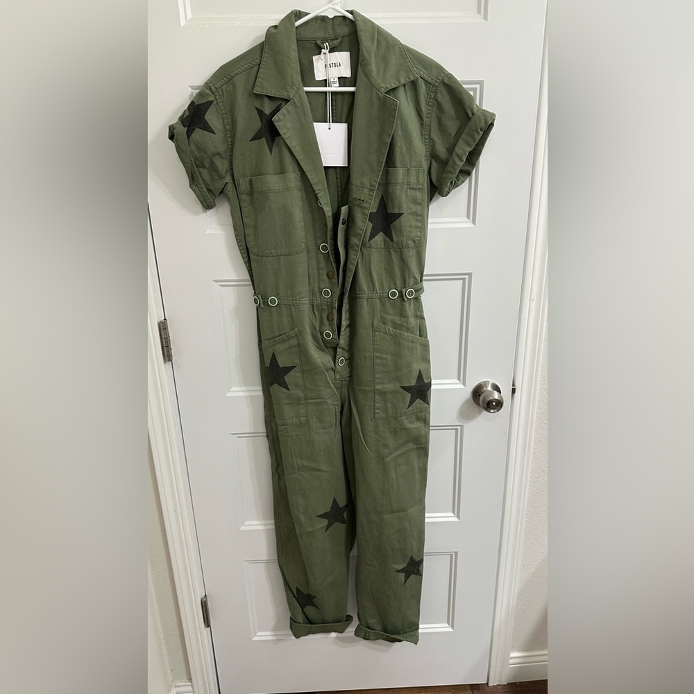 Women's Green Jumpsuit with Black Star Accents